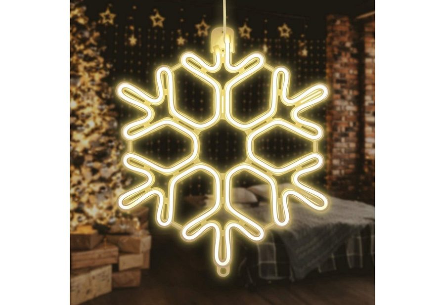 Salcar LED Dekolicht 40/60cm Schneeflocke Neonlicht LED Fenster Weihnachts Dekoration, Warmweiß, LED Weihnachts Lichter, Weihnachtsdeko Outdoor von Salcar