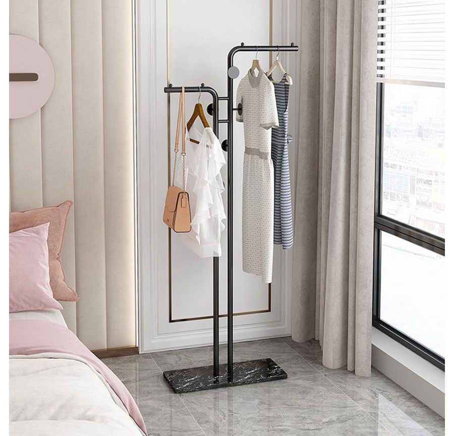 TUWENA Garderobenständer Garderobenständer Marmor, Metallgarderobe, Kleiderständer mit 5 Haken, Zweipoliger Garderobe für Schlafzimmer, Eingangsbereich, Wohnzimmer