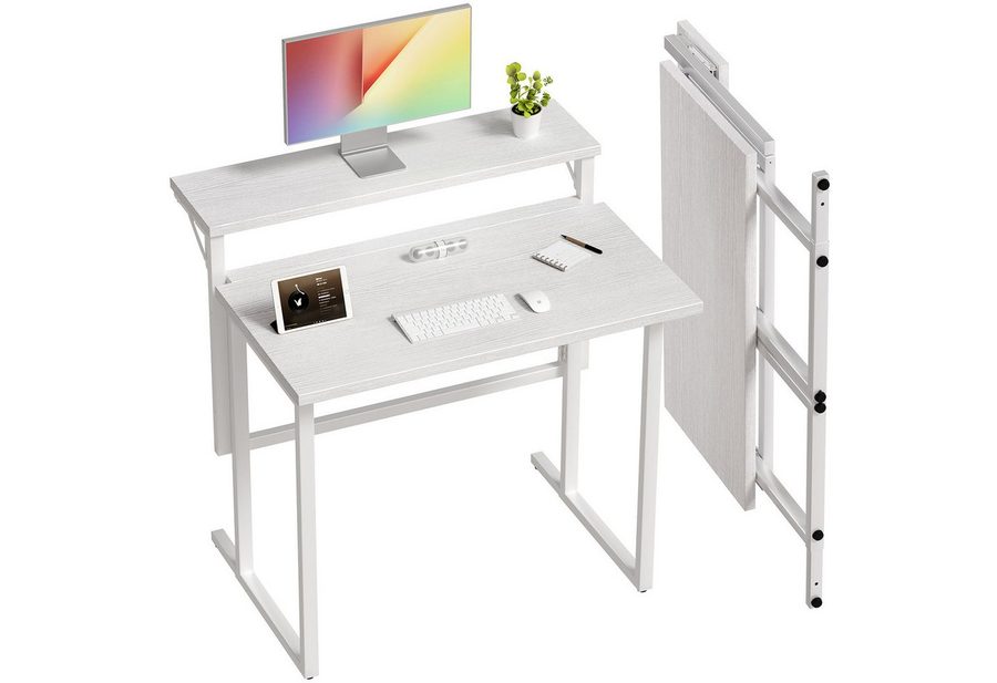 HOMALL Schreibtisch Klappbarer Schreibtisch mit Monitorhalterung Gaming-Schreibtisch (80 cm breiter mehrstufiger Notebook-Schreibtisch, bequem zusammenklappbar)