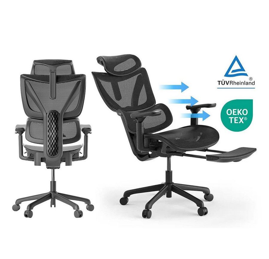 ACGAM Bürostuhl Ergonomischer Bürostuhl & Schreibtischstuhl & Gaming Stuhl, Sitztiefenverstellung, 3D-Armlehnen, 150 kg, TÜV von ACGAM