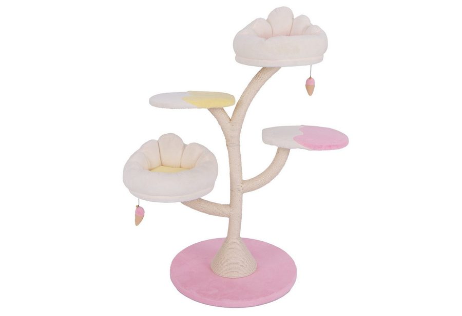 COSTWAY Kratzbaum, mit 2 Liegeflächen & 2 Plattformen & Spielball, 123cm hoch von COSTWAY