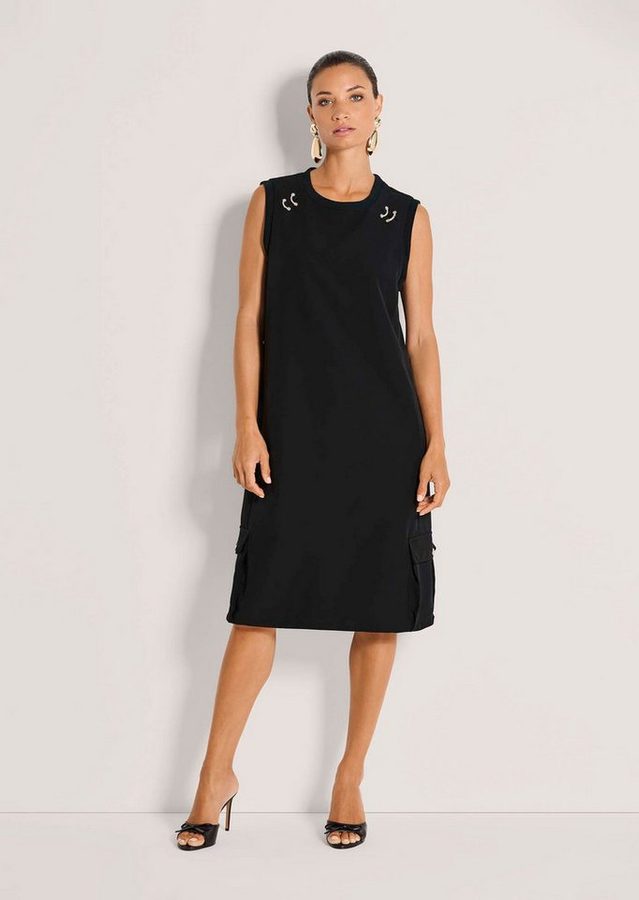 MADELEINE Midikleid Midikleid mit Schmuckelementen Sommerkleid mit Rundhals, Cargo-Taschen, Knielänge und ohne Arm