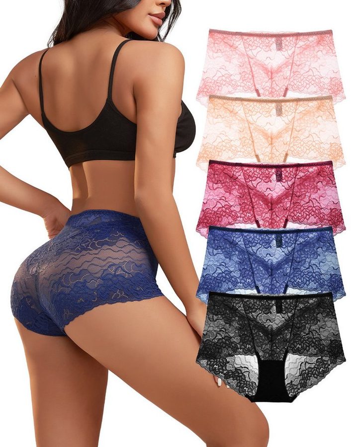 TANSTC Taillenslip Damen Unterhosen Slip Sexy Dessous Spitze Elastischer Unterwäsche Elastisch,Atmungsaktiv,Transparent,Figurbetont,Spitze,Durchscheinend
