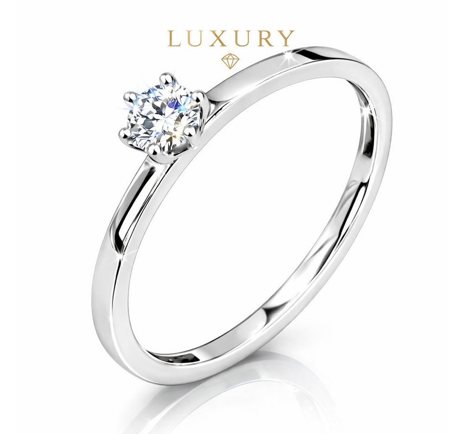 M-Punkt24 Diamantring Weißgold SI ECHTER Diamant kein Lab-Grow / kein Moissanit (ca. 1,2 Gramm, 0.1 Karat, inkl. LED-Etui, ! SONDERPREIS WEGEN PRODUKTEINFÜHRUNG), mit Zertifikat, Damen Weiß-Gold, wahlweise Diamant 0,1 bis 0,5 Karat