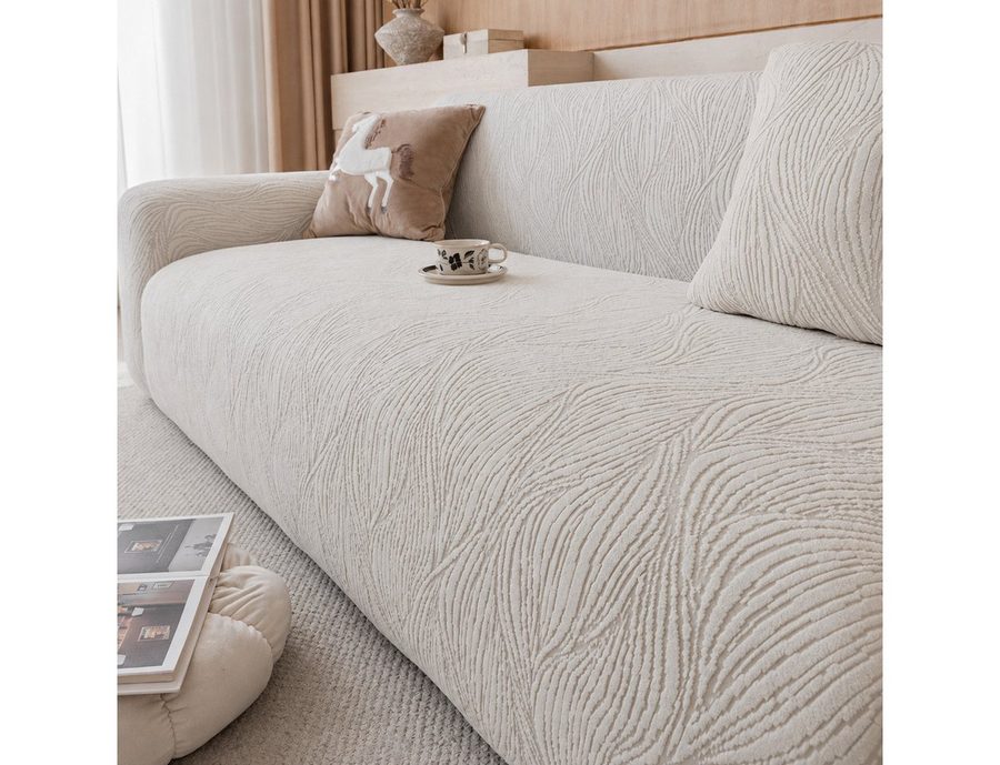 JASLIFE Sofahusse Wellenstruktur, weicher Jacquard-Stoff, elastisch, formstabil und maschinenwaschbar
