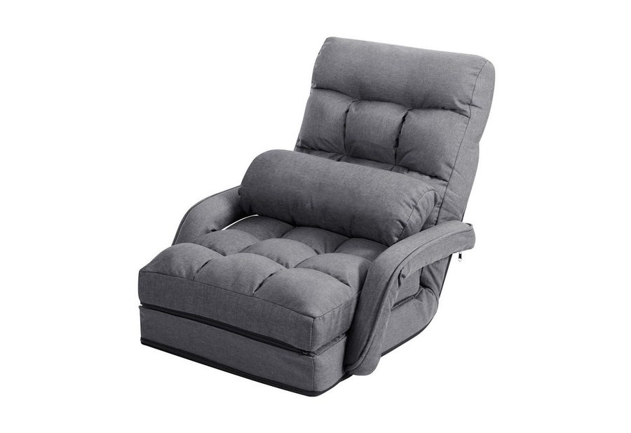 COSTWAY Relaxsessel Liegebett, verstellbar,klappbar,mit Armlehnen&Kissen