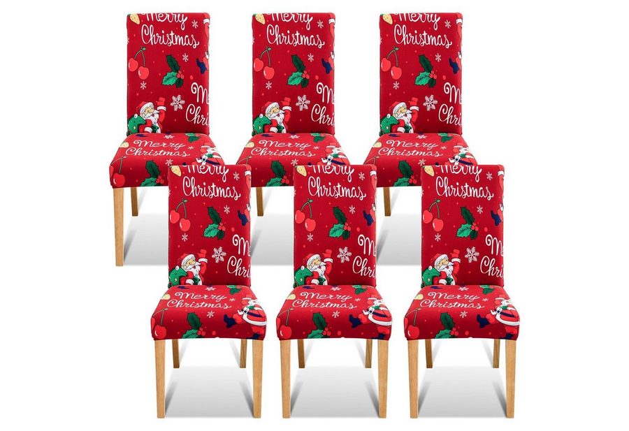 Clanmacy Stuhlhusse Stuhlhusse Stretch Stuhlhussen,6 Stück,Weihnachten Stuhl Stuhlüberzug, Passt sich an verschiedene Stühle an von Clanmacy