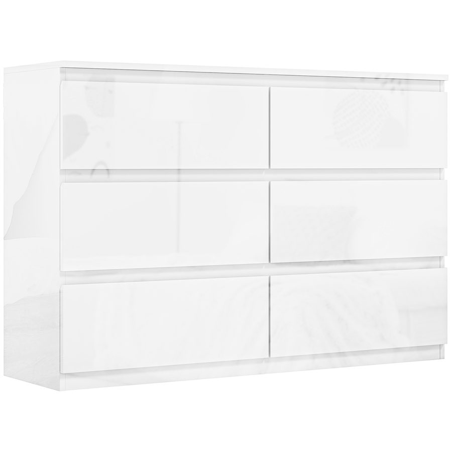 HOMCOM Kommode mit 6 Schubladen aus Holz, moderne und vielseitige Schlafzimmerkommode, 112x34x75 cm, Weiß   Aosom von HOMCOM