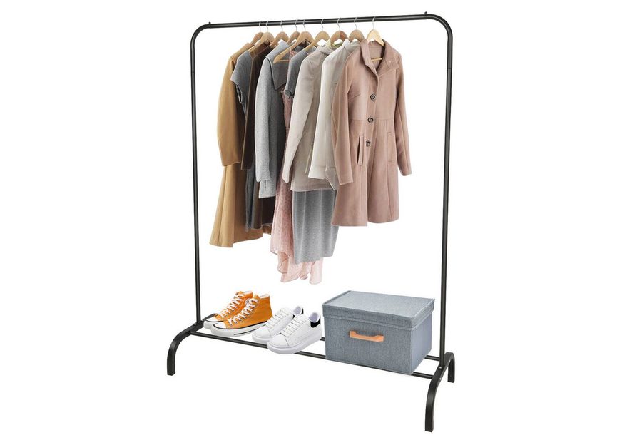 JEOBEST Garderobenständer Kleiderständer mit Schuhregal, Schlafzimmer Kleiderstange