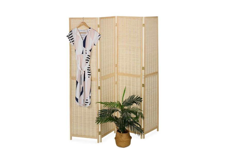relaxdays Paravent Bambus Paravent 4-teilig (4 St)