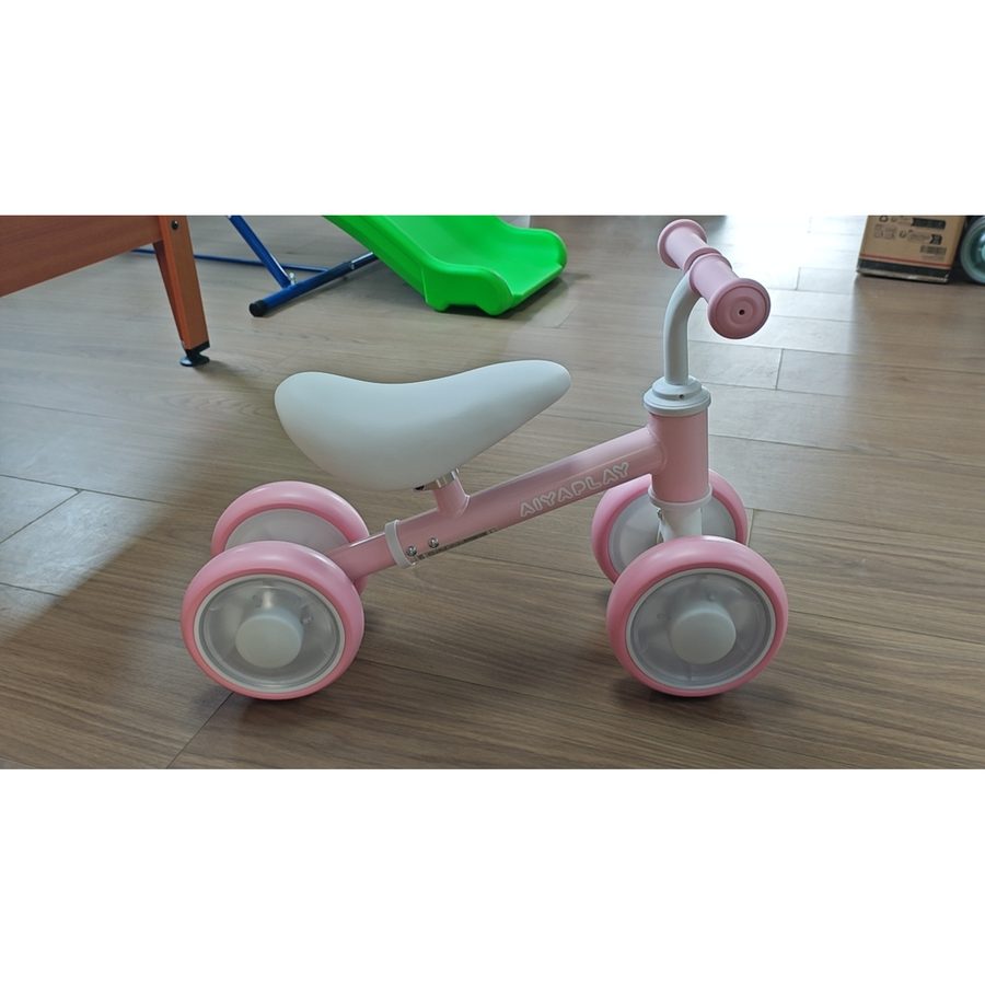 AIYAPLAY Lauflernrad Baby 1 Jahr, 4 Leuchträder, Pedalfreies Fahrrad, Kinderspielzeug für 1-2 Jahre, Verstellbarer Sitz, Lenkbegrenzung 135°, Leise EVA-Reifen, Erstes Geburtstagsgeschenk, Rosa   Aosom