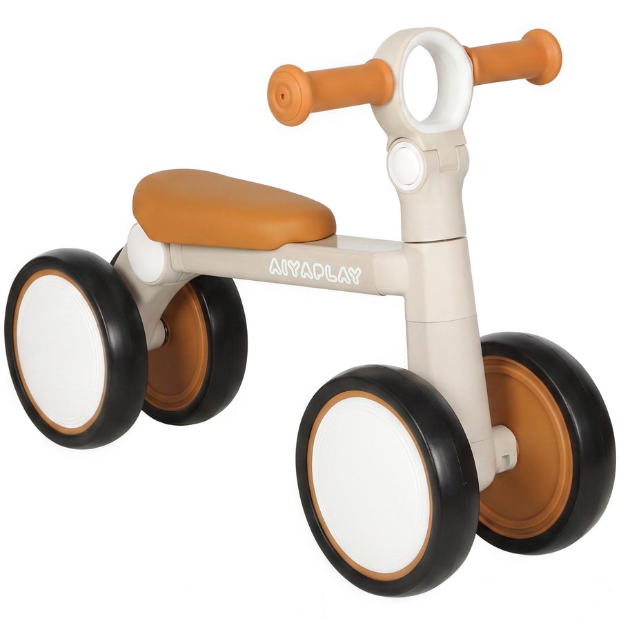AIYAPLAY Kinder Laufrad Klappbar leicht Lauflernrad mit EVA-Rädern Höhenverstellbarer Sitz Aluminiumrahmen, Kinderlaufrad Balance Bike bis 25 kg Geschenke für Jungen Mädchen 1-3 Jahre Cremeweiß   Aosom