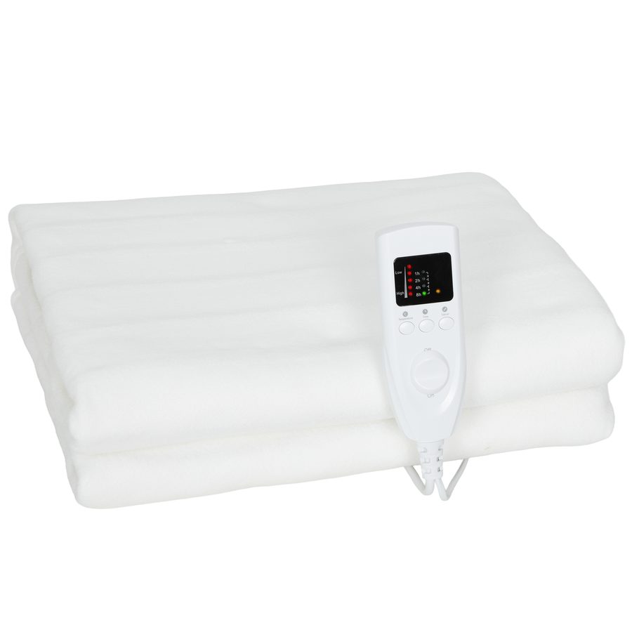 HOMCOM Elektrische Decke mit 5 Wärmestufen und 2 unabhängigen Steuerungszonen, Heizdecke aus Polyester, 160x140 cm, Weiß   Aosom von HOMCOM