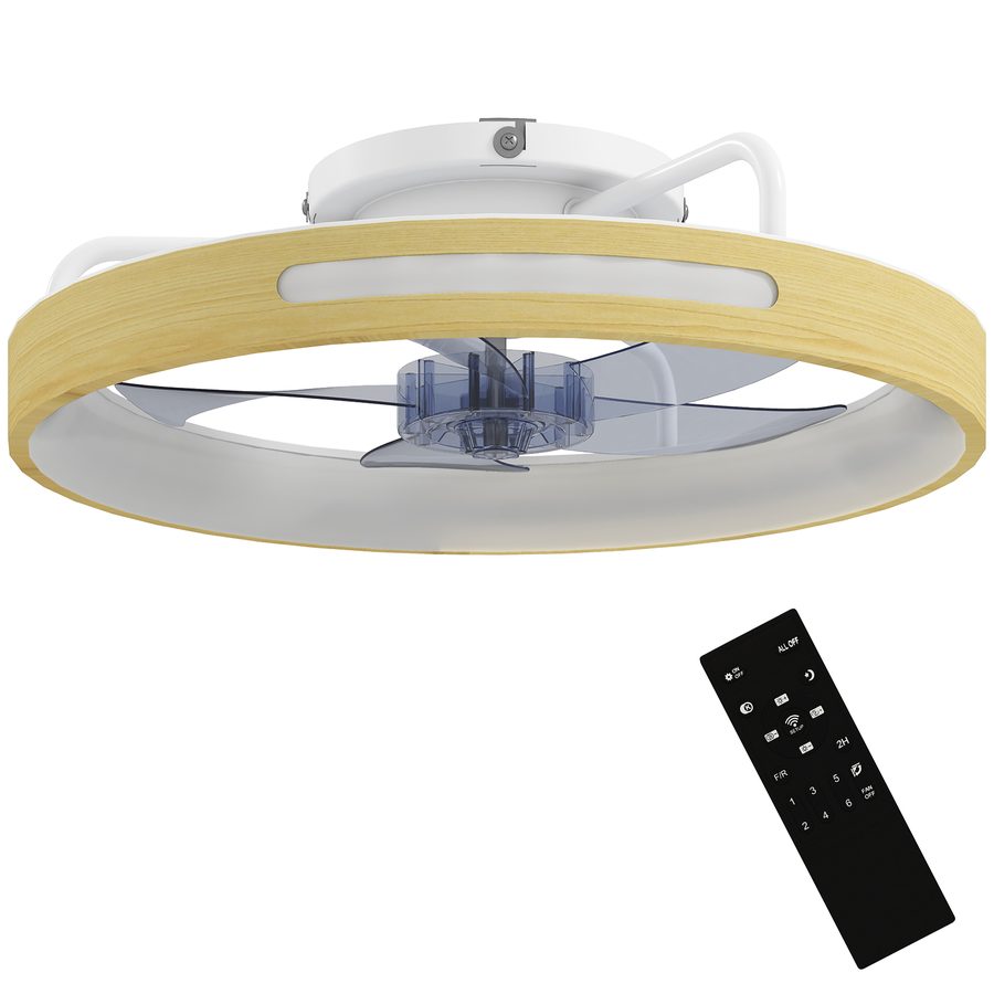 HOMCOM Deckenleuchte mit Ventilator, Ø49 cm Leise LED Deckenventilator mit Beleuchtung, Fernbedienung, 6 Geschwindigkeiten, 3 Farbtemperaturen, umkehrbarem DC-Motor, Timer für Wohnzimmer, Schlafzimmer   Aosom von HOMCOM
