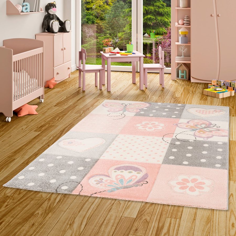 Pergamon Kinder Teppich Maui Kids Karo Herzen