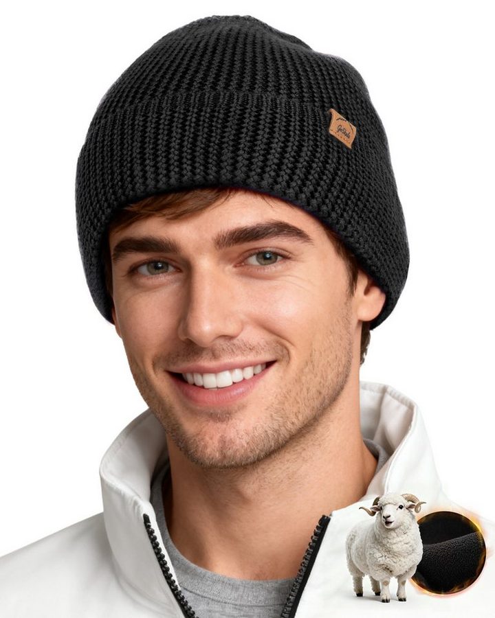 GoSkala Fleecemütze Merino Mütze Herren Damen Warme Wintermütze Strickmützen Winter Beanie Wärmend, hautfreundlich, antistatisch von GoSkala