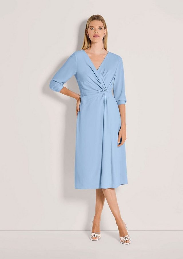MADELEINE Midikleid Midikleid mit eleganter Drapierung Sommerkleid mit V-Ausschnitt, Knielänge und 3/4-Arm