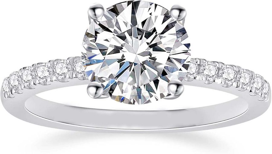 Jumpeak Diamantring 2ct/3ct E VVS2 3ex,14K Weißgold Lab Grown Diamant Ring,Verlobungsring, Eheringe,Damen-Diamantringe,Jubiläumsringe,kommunion geschenk