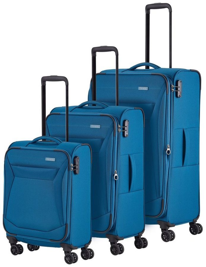 travelite Trolleyset CHIOS 3-teilig Weichgepäck, 4 Rollen, (Set, 3 tlg., Weichgepäck Trolley Set), erweiterbares Volumen – flexibles Reisegepäck