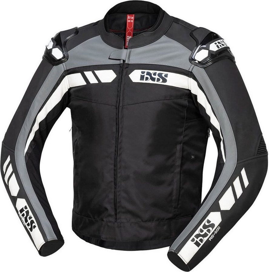 IXS Motorradjacke RS-500 1.0 Motorrad Leder- / Textiljacke Atmungsaktiv protektoren reißverschluss
