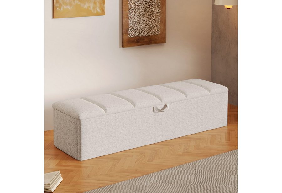 Flieks Polsterhocker, Betthocker Sitzhocker 113x32x36cm mit innerem Staufach