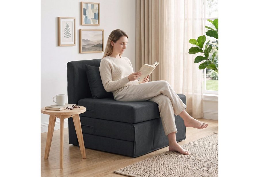 HOMCOM Bodenkissen Schlafsessel Klappbares Gästebett, Klappbar und multifunktional als Sofa & Bett verwendbar