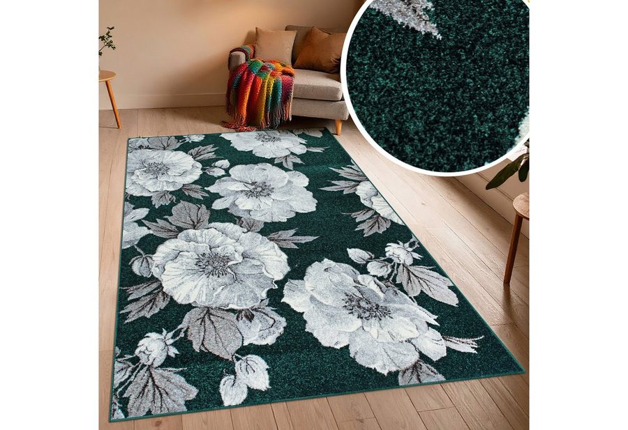 OTTO home Teppich Florent, Blumen Design, Vintage, rechteckig, Höhe: 9 mm, Floral, detailreiche Blüten, Botanical, elegant, Wohnzimmer von OTTO home