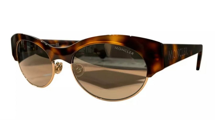 MONCLER Sonnenbrille Pantographiertes Acetat ML0124 Brille Havana wird geliefert mit einem Moncler-Etui im "Pufferjacke"