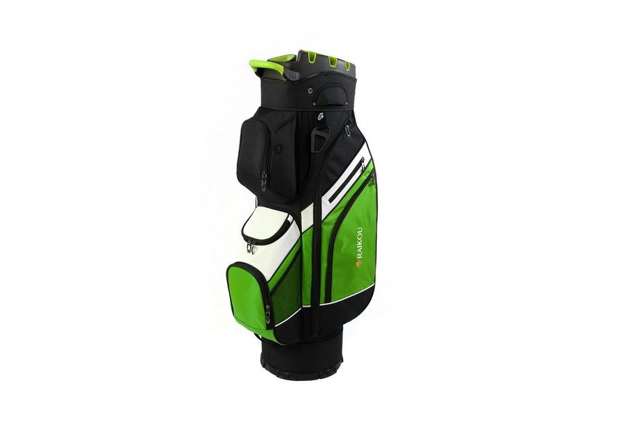 RAIKOU Golfballtasche Golf Cartbag mit 14-fach Organizer, wasserabweisende 9 Taschen, Schuhfach, leicht & stabil, Grau/Schwarz/Weiß