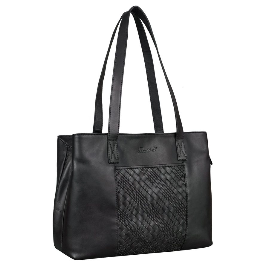 Benthill Henkeltasche Damen Echt Leder Handtasche Groß Vintage Umhängetasche Vintage Shopper, Reißverschlussfach
