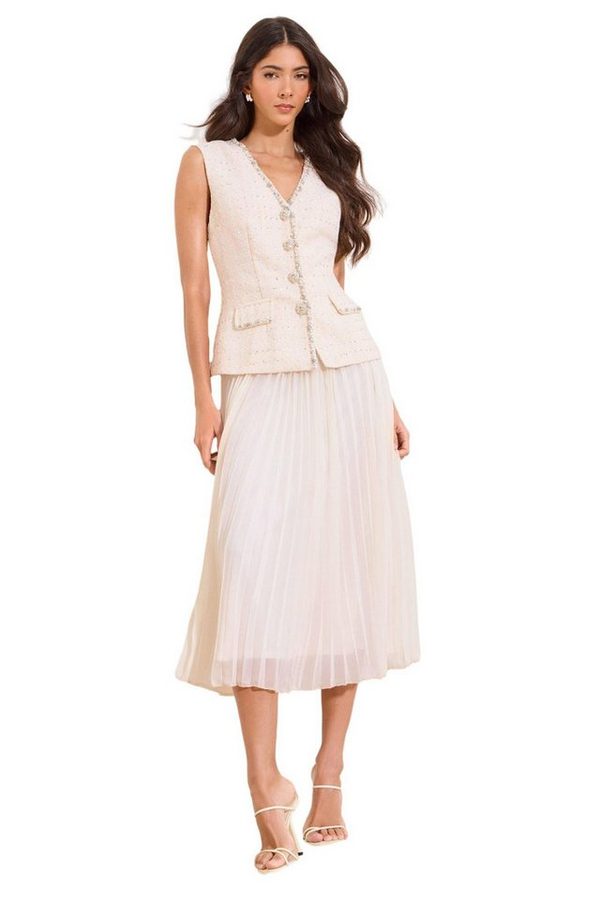 LIPSY Midikleid Premium Midikleid aus Bouclé mit V-Ausschnitt (1-tlg)