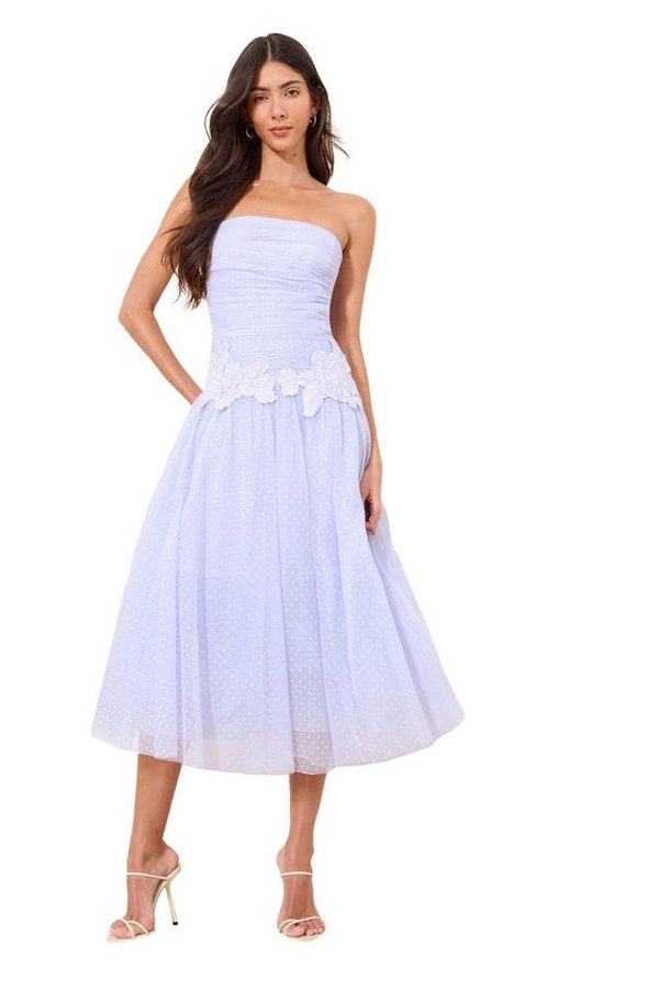 LIPSY Midikleid Lipsy Bandeau-Midi-Ballkleid, 3D-Blume und Mesh (1-tlg)