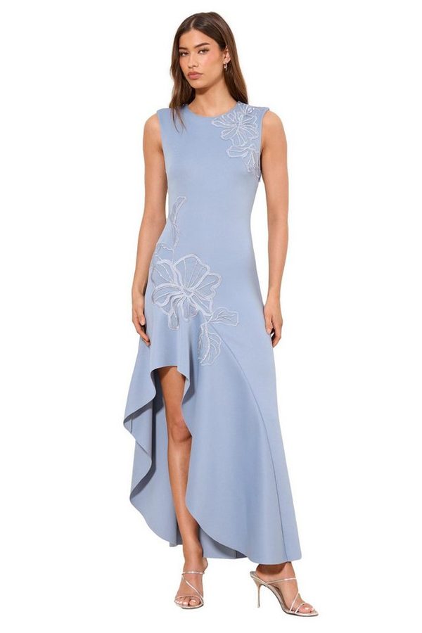 LIPSY Maxikleid Lipsy asymmetrisches Maxikleid, gerafft, Regular (1-tlg)