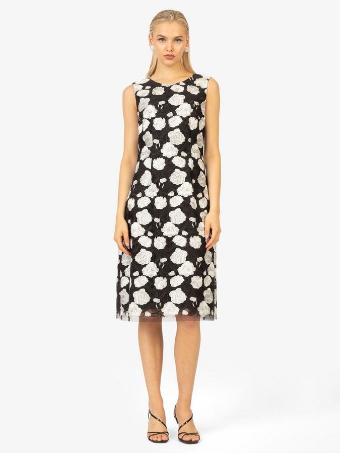 Kraimod Cocktailkleid mit Rosenprint & Spitzenkante
