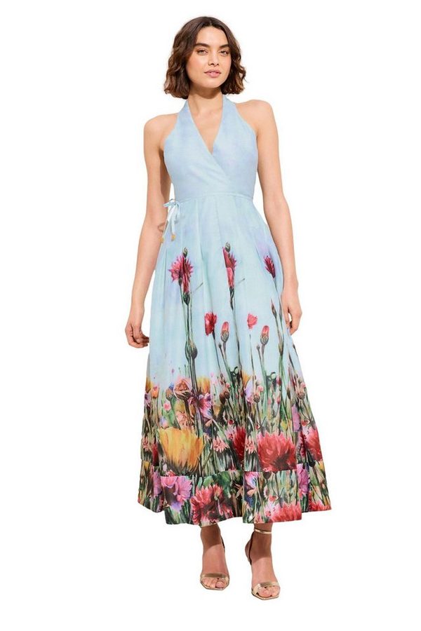 LIPSY Neckholderkleid Lipsy x Mandy Sade geblümtes Midaxikleid (1-tlg)