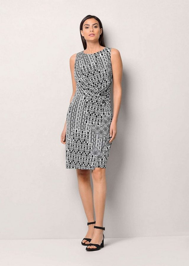 Alba Moda Jerseykleid Figurbetontes Midikleid in Wickeloptik Modernes Design mit Rundhalsausschnitt und Allover-Muster von alba moda