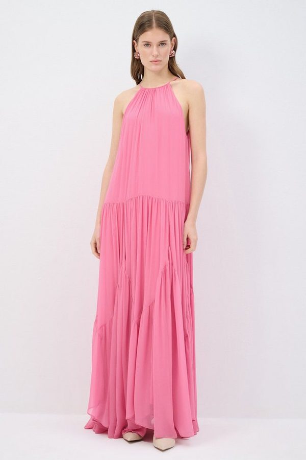 adL Maxikleid Plissiertes Neckholder-Maxikleid