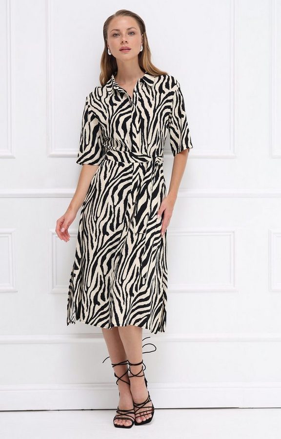 Passioni Hemdblusenkleid mit Zebra-Print