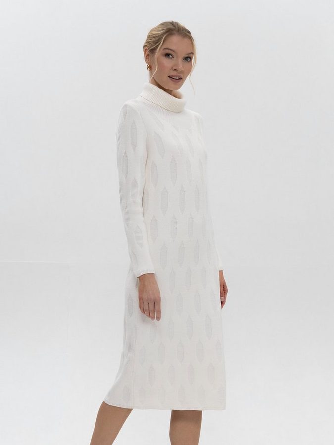 Passioni Midikleid mit Struktur Muster mit Rollkragen