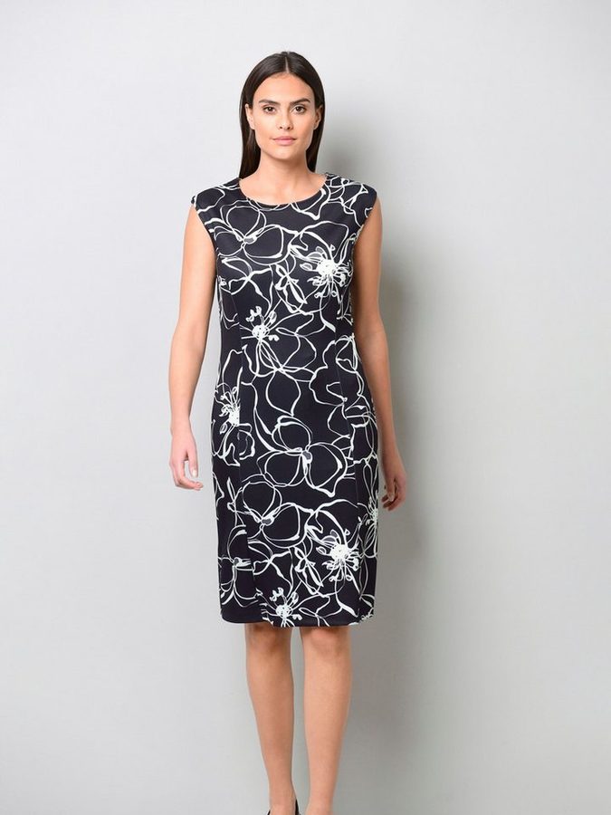 Alba Moda Jerseykleid Florales Druckkleid mit Rundhals