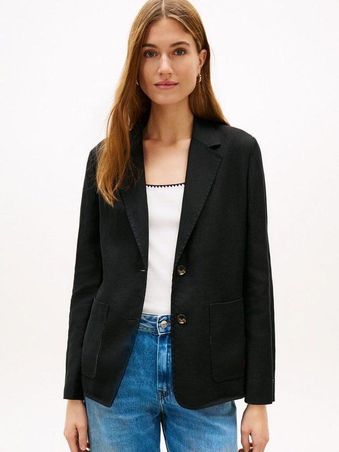 Tommy Hilfiger Kurzblazer NEW ESS LINEN REG SB BLAZER mit aufgesetzten Taschen