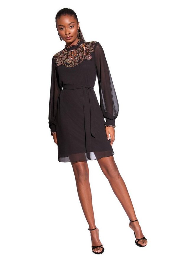 LIPSY Minikleid Lipsy Verziertes langärmeliges Minikleid, Regular (1-tlg)