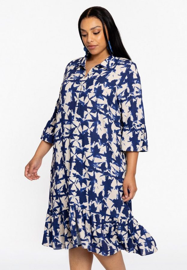 YOEK Midikleid Damen Kleid Große Größen mit floralem Druck