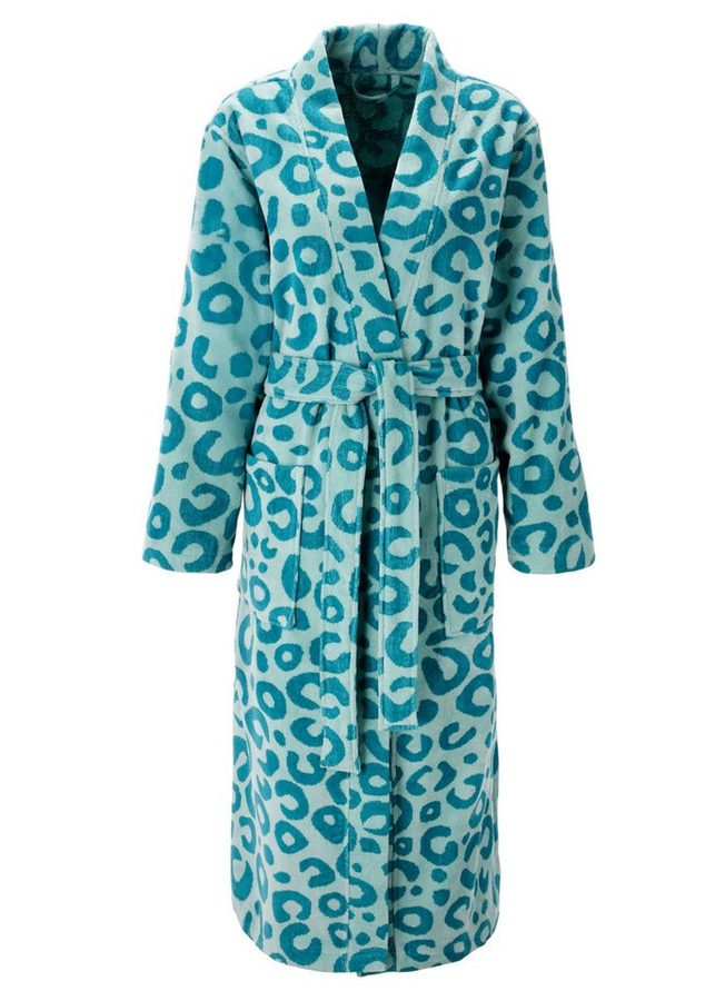 OTTO home Unisex-Bademantel Anna Leo, ideal für Sauna & Spa, Hotelbademantel, Morgenmantel, Langform, Walkfrottee, Kimono-Kragen, Gürtel, für Damen & Herren, mit Taschen, S-3XL, mit trendigem Animal-Print