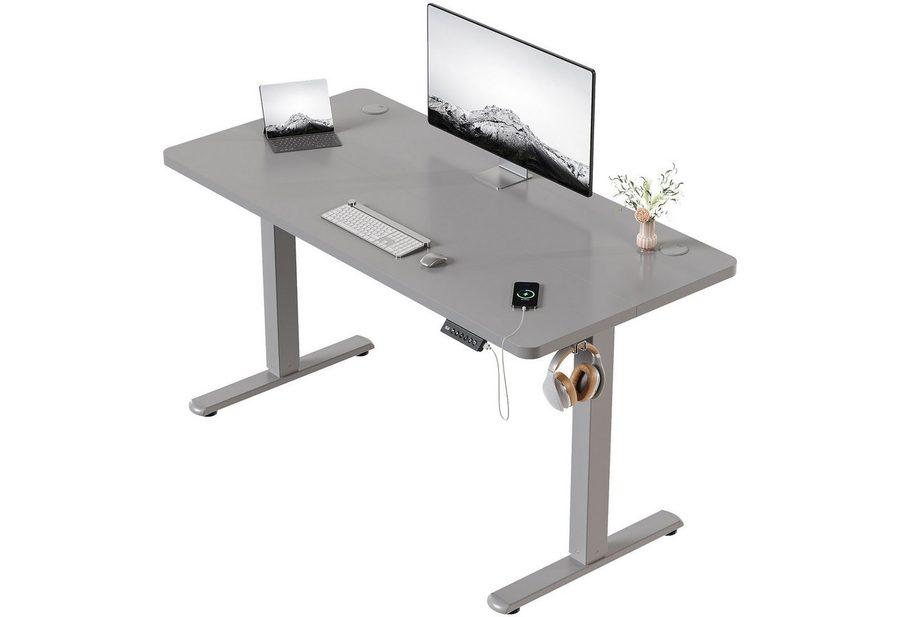 HOMALL Schreibtisch Schreibtisch Höhenverstellbarer mit Gedächtnis und Sitzerinnerung (2-lagige Hohenverstellung mit sitzender Erinnerungsfunktion und USB-Ladeanschluss) von HOMALL