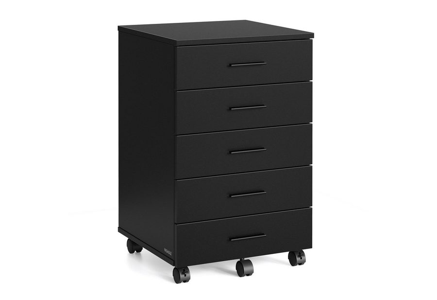 VASAGLE Rollcontainer mobiler Aktenschrank, Schubladenschrank, für Büro, Homeoffice, mit schraubenlosen Gleitschienen, Druckerständer