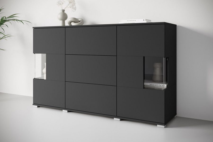 OTTO home Sideboard Kenia (1 St), Sideboard mit 3 Schubladen, 6 Fächern, Glastüren, Breite 150 cm von OTTO home