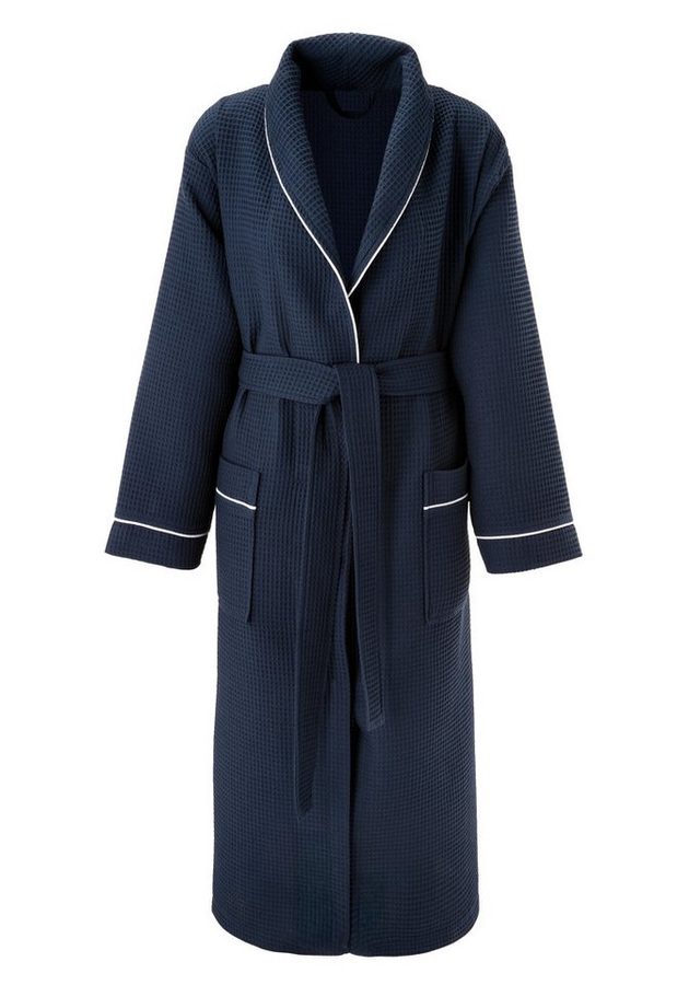 OTTO home Unisex-Bademantel Nora, Standard & Premium, leichte Qualität, ideal für Sauna & Spa, Waffelpiqué, Gürtel, Damen & Herren, Kimono-Kragen, Waffelpiqué, Baumwolle, Reisebademantel