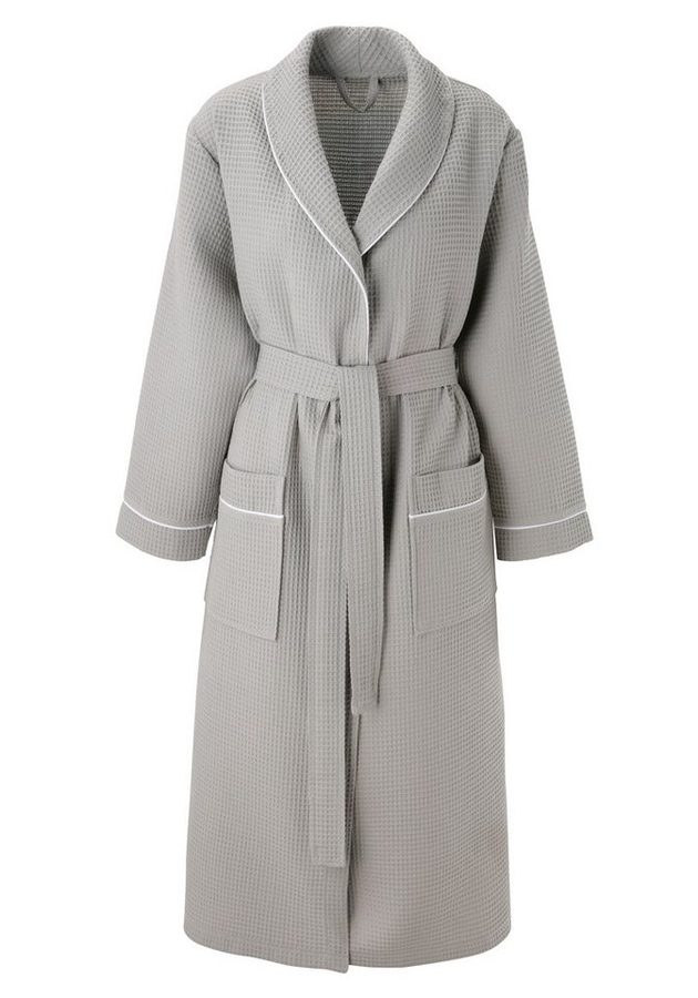 OTTO home Unisex-Bademantel Nora, Standard & Premium, leichte Qualität, ideal für Sauna & Spa, Waffelpiqué, Gürtel, Damen & Herren, Kimono-Kragen, Waffelpiqué, Baumwolle, Reisebademantel