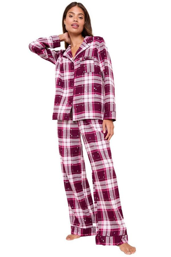 LIPSY Pyjama Lipsy Pyjama aus Gewebe mit langen Ärmeln, Regular (2 tlg)